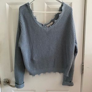 Womens v-neck shaggy sweater